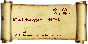 Kleinberger Márk névjegykártya